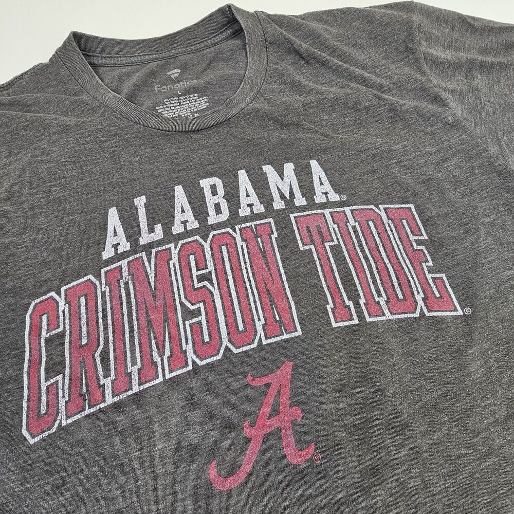 Fanatics Alabama Crimson Tide T Shirt Men's Large Gray NCAA Short Sleeve